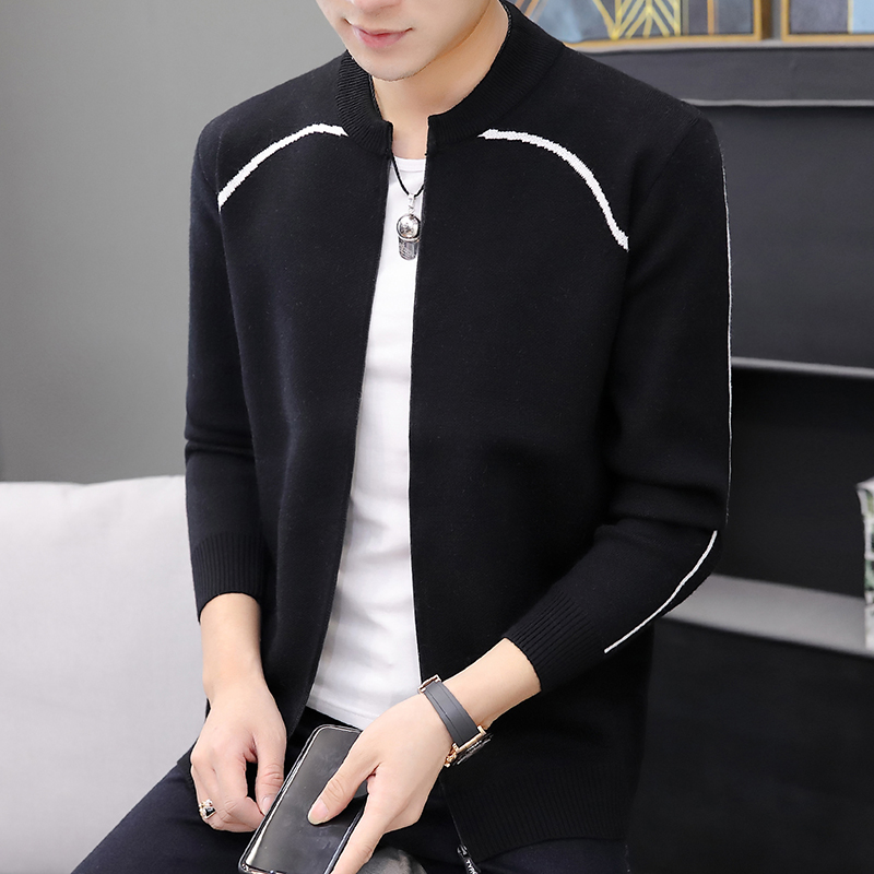 

Men's Sweater Male Jacket Solid Color Sweaters Knitwear Warm Sweatercoat Cardigans Men Clothing, Gray