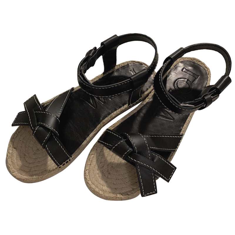 

2020 summer new straw rope fisherman shoes fairy word buckle fashion Roman sandals women flat bottom ins, Beige
