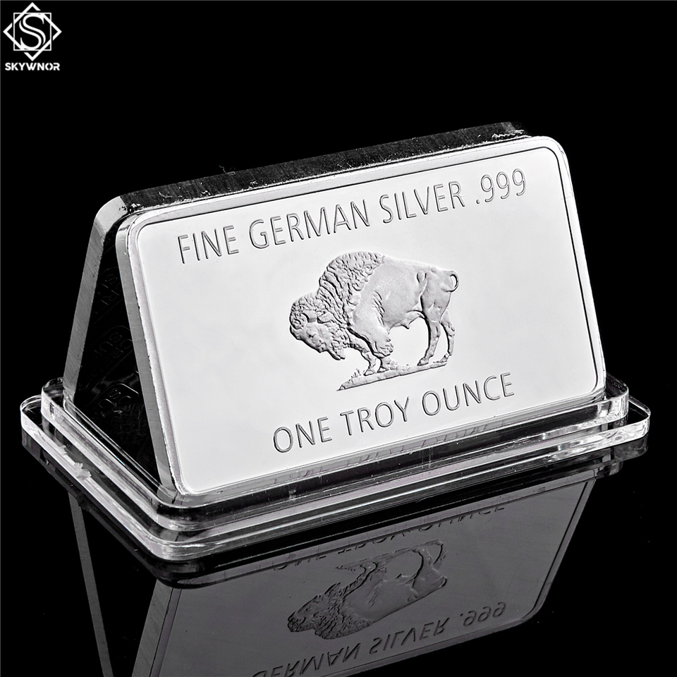 German Mint Craft 1 Troy Ounce Buffalo Souvenir Medallion Bar Copy Coins In God We Trust Silver Bulion-image-616678964