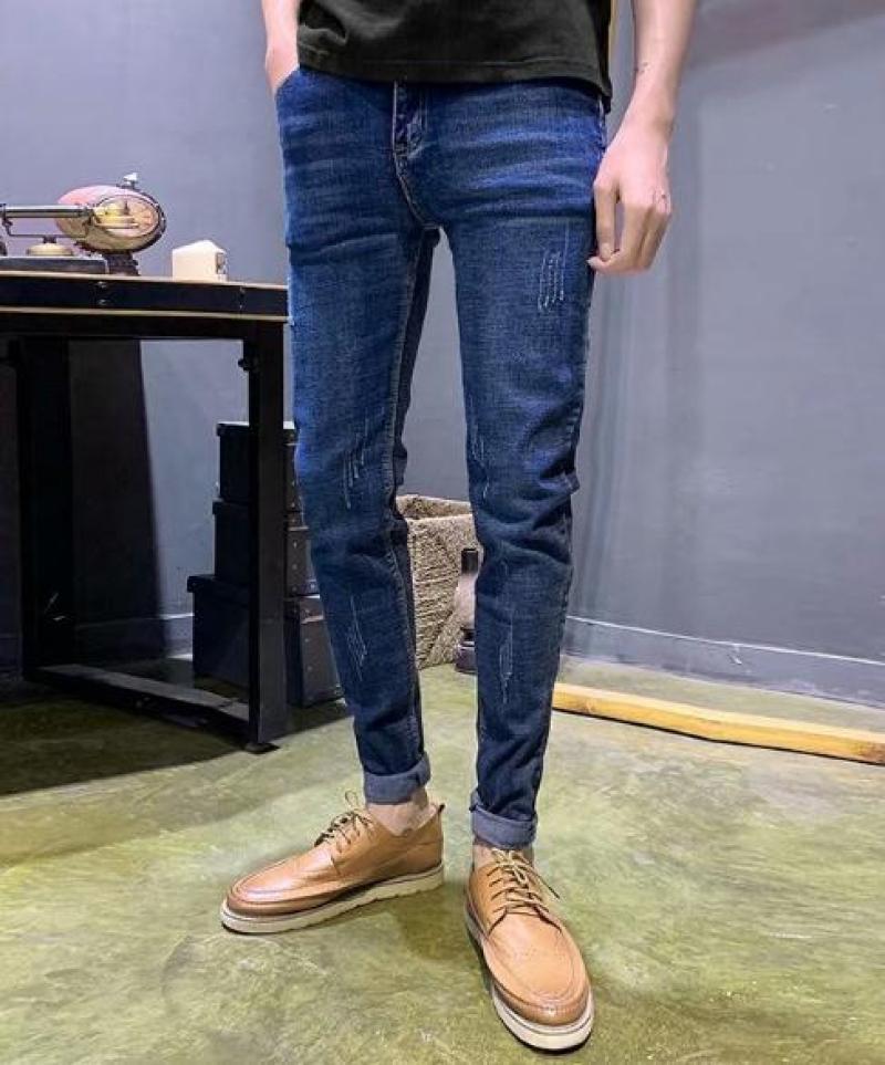 

The new nine points jeans han edition men's cultivate one's morality, Blue