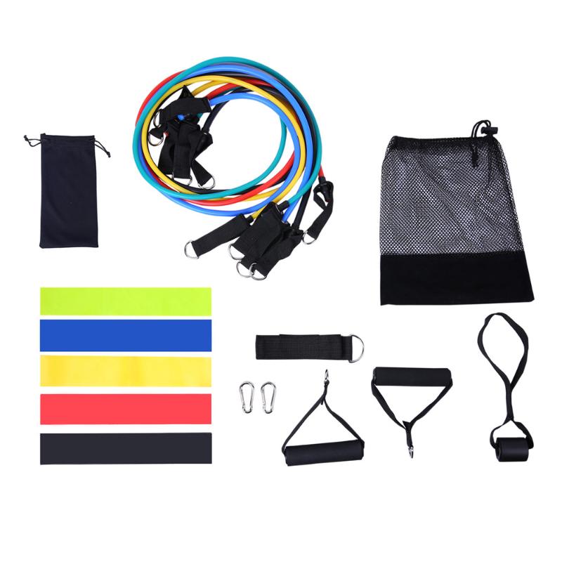 

11Pcs/Set Latex Resistance Bands Gym Door Rubber Loop Tube Bands Anchor Ankle Straps With Bag Kit Set Yoga Exercise Fitness Band