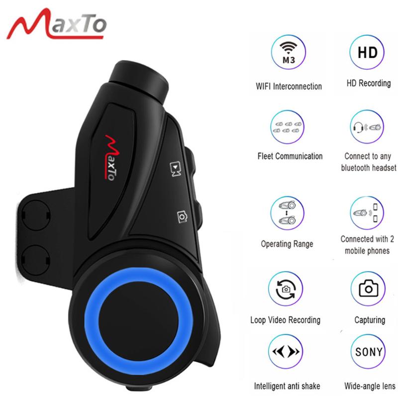 

MAXTO M3 Waterproof 6 Riders Motorcycle Bluetooth WIFI Sony 1080P Lens Video Recorder Universal Pairing Helmet Intercom Headset