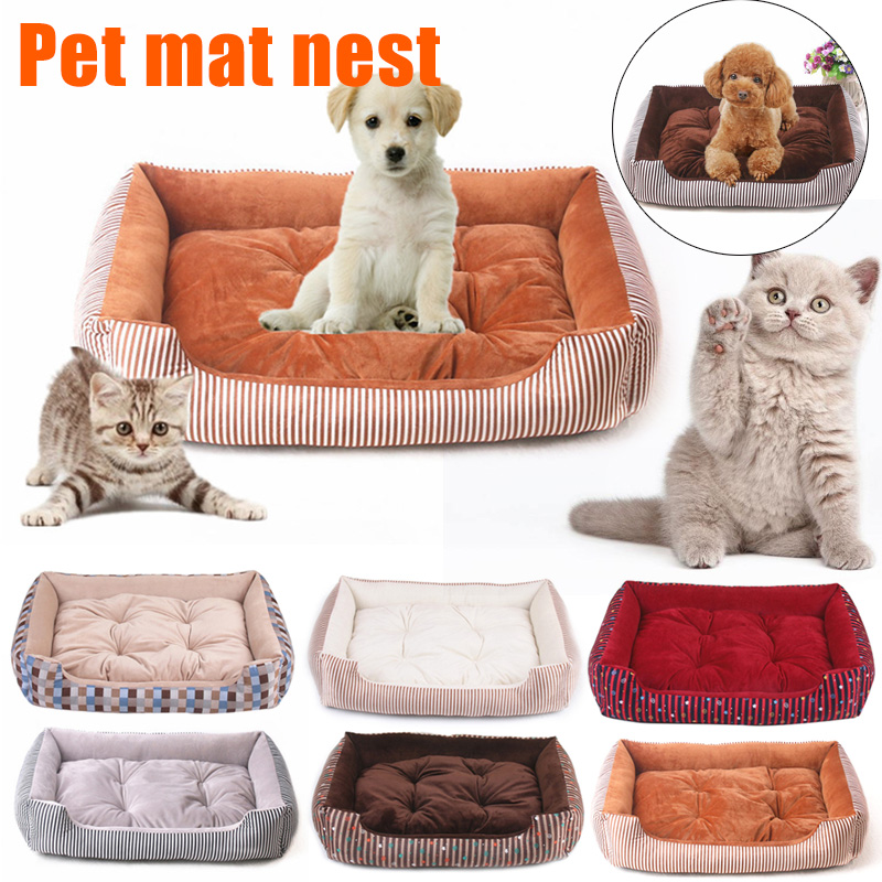 

Newly Pet House Dog Cat Stripe Bed with Mat Warm Kennel Cushion Easy to Clean CLA88, Gray