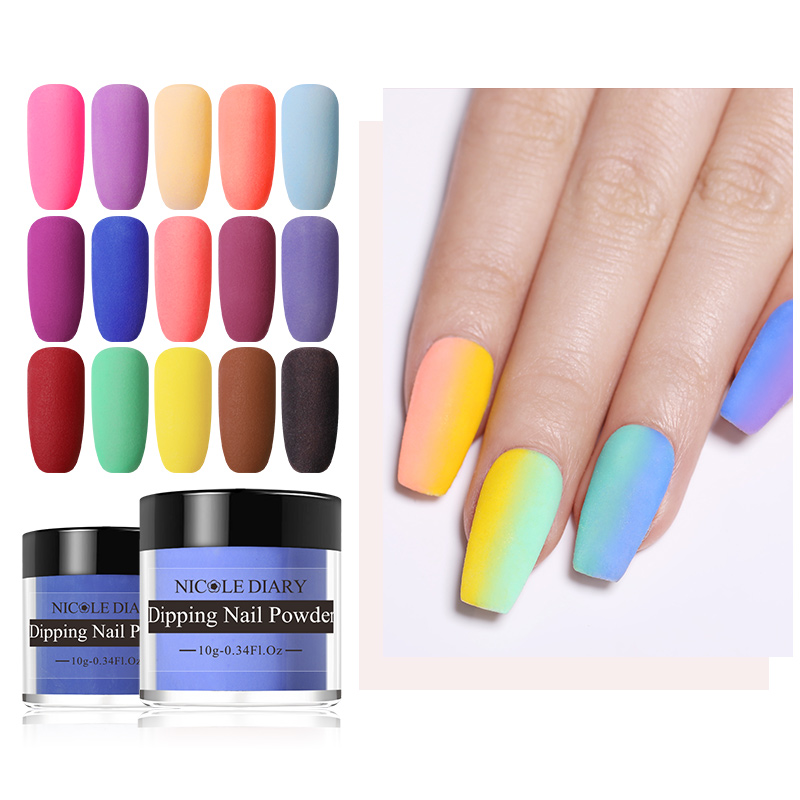 

NICOLE DIARY Matte Color Dipping Nail Powder Set Natural Dry Nail Art Decoration Without Lamp Cure Dust Decoration