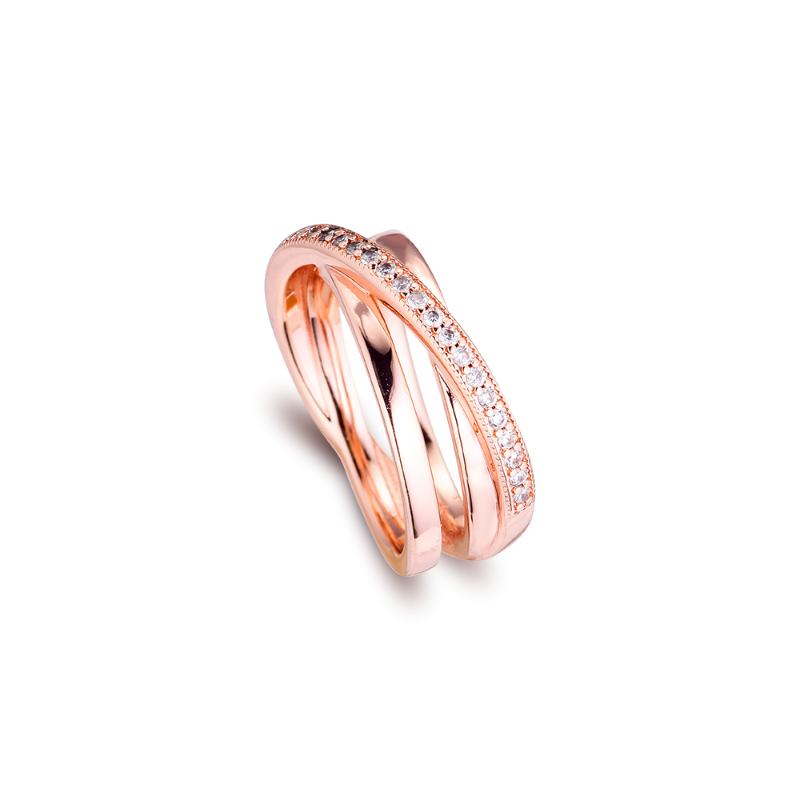 

Crossover Pave Triple Band Ring Authentic Rose Gold Jewelry Ring For Woman European Style Silver Rings For Jewelry Making