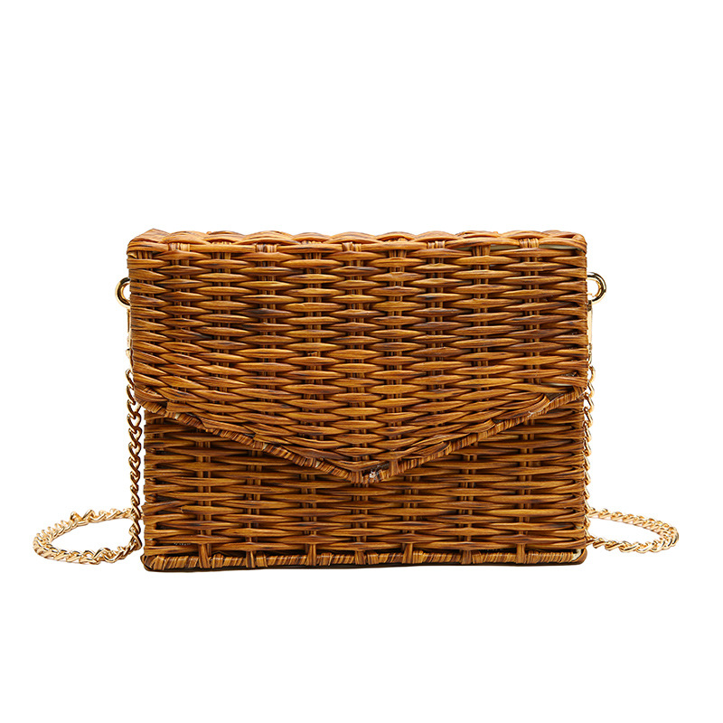 

2020 fashion new chain bags girl weave straw handbag for women mini bag summer woven handbag lady wholesale, Beige