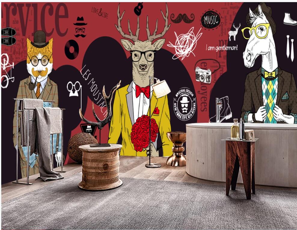

3d wallpaper custom photo mural on the wall Hand drawn abstract animal clothing shop cafe home decor photo wallpaper in the living room, Non-woven wallpaper