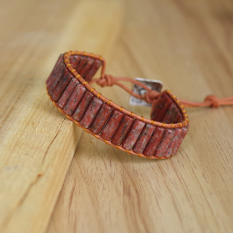 

Handmade Jewelry Bohemia Leather Wrap Bracelet Natural Stone Beaded Bangle Women Men Boho Strand Charm Bracelets Gifts