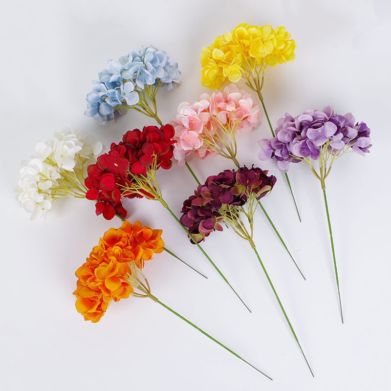 

5Pcs 96 Petals Hydrangea Artificial Flowers Silk Flowers Hydrangea Fake with Pole for Wedding Decoration Home Decoration, Orange with pole