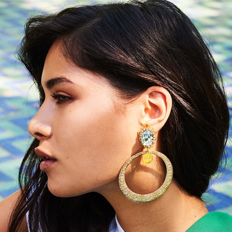 

JURAN 2020 new arrival big metal round statement dangle earrings for women vintage crystal earrings ethnic oorbellen