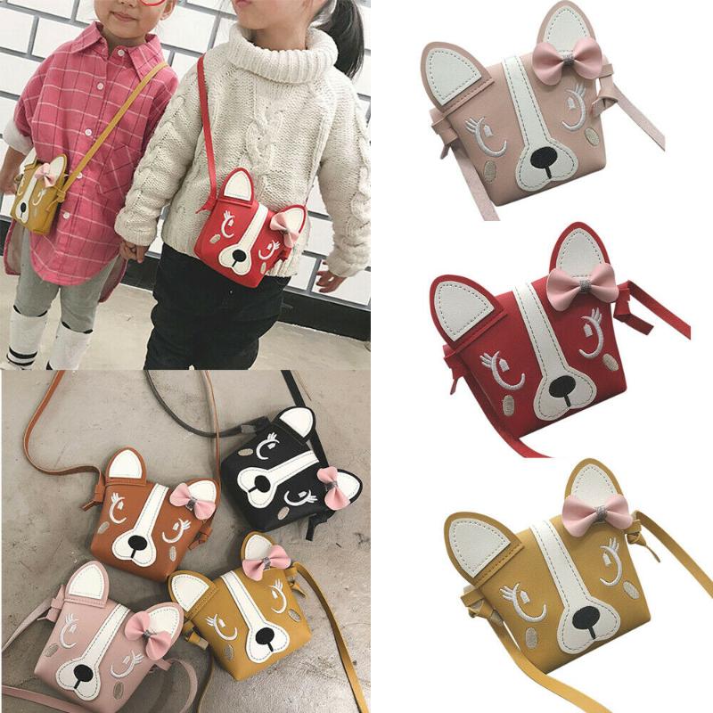

2020 New Mini Cute Dog Bow Leather Mini Coin Bag Shoulder Bag Kids Girl Coin Purse Baby Girl Children Crossbody Bags, Yellow