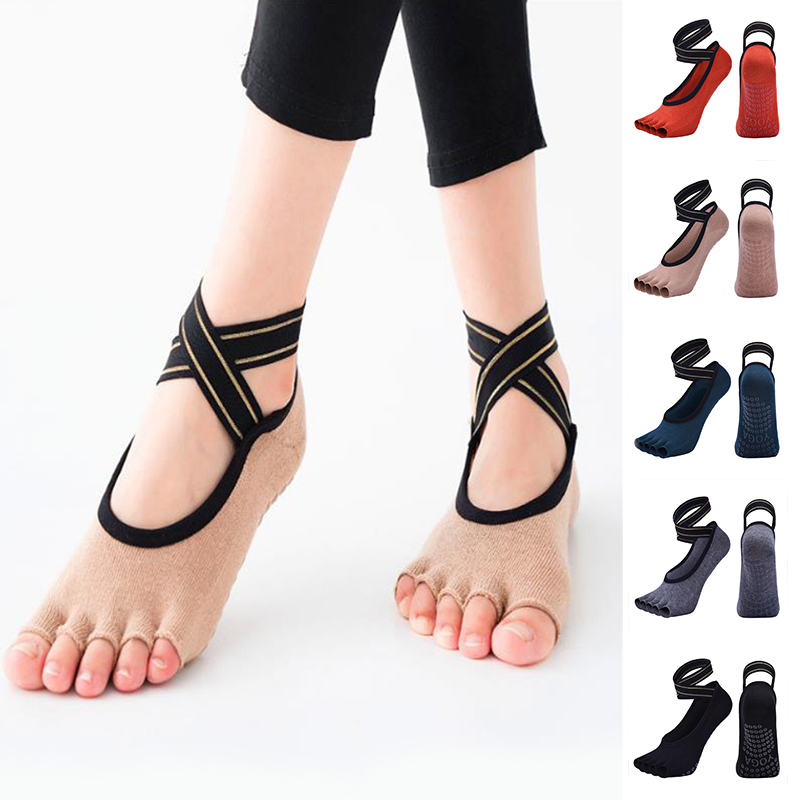 

Women High Quality Bandage Yoga Socks Anti-Slip Quick-Dry Damping Pilates Ballet Socks Good Grip For Men&Women Cotton, A1