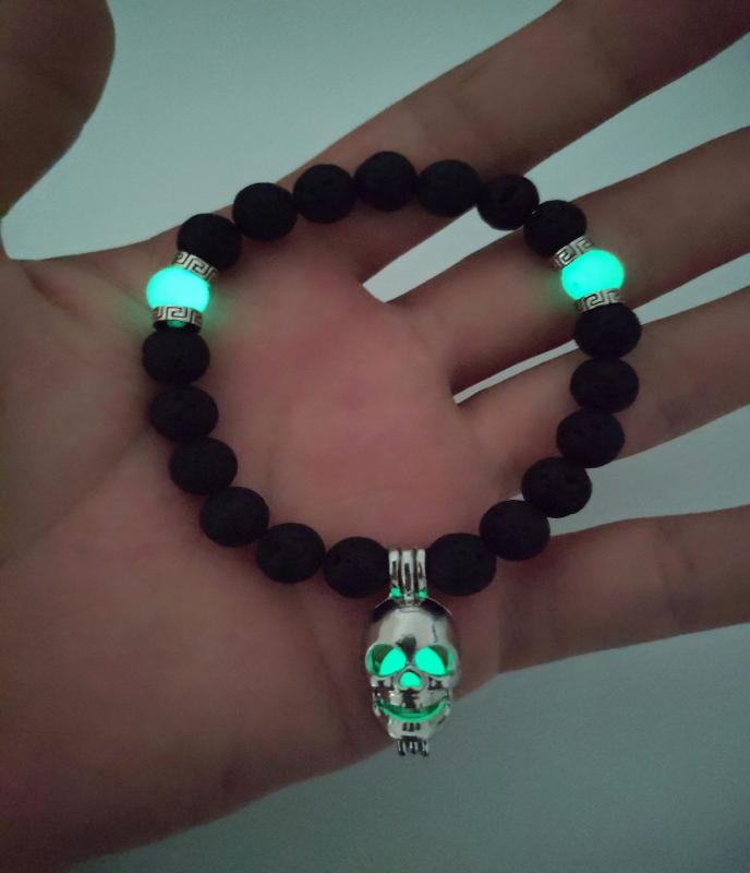 

Luminous Fluorescent Skeleton Bracelet Punk Style Bead Chain Glowing In The Dark Jewelry Fashion Handmade Bracelet For Men Gifts