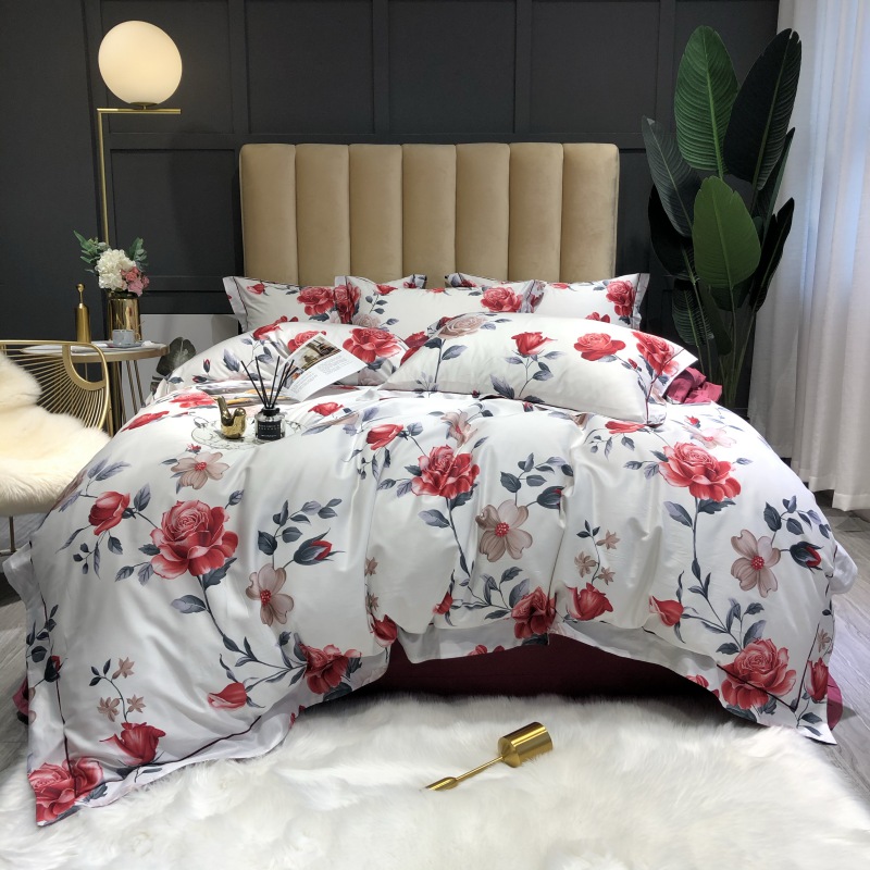 

600TC egyptian cotton Bedding sets Queen King size Bed Duvet cover Bed sheets/fitted sheet linen set Pastoral style set