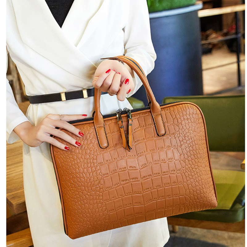 

woman casual totes13 14 inch lapbag office bag for ladies briefcases female manager business women briefcase leather handbag