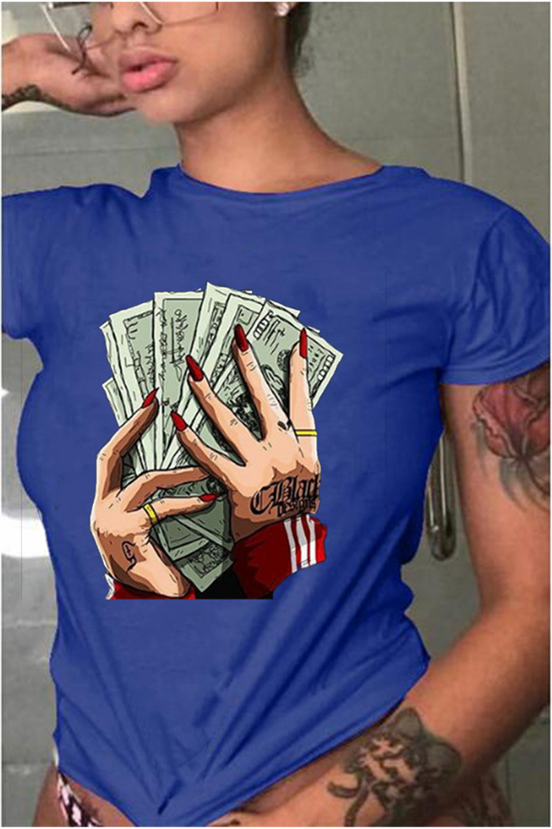 

Womens Designer Tshirts Summer Fashion Dollar Print Crew Neck Short Sleeve Tees Casual Ladies Tops Plus Size Women Clothing Multiple Styles