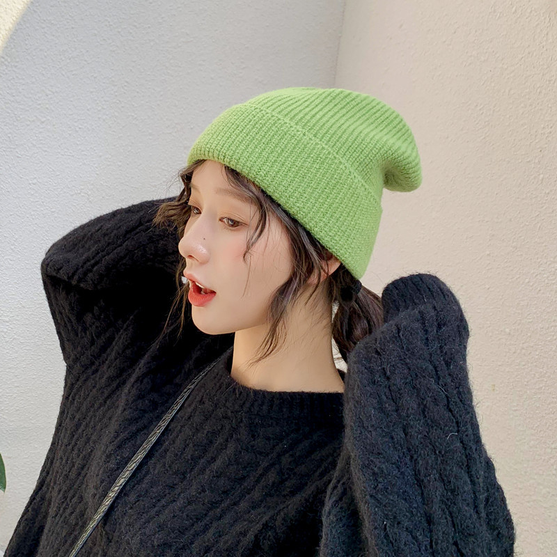 

Beanies 2021 Thickened Angora Hair Warm Knitting Hats Men Women Fashion Autumn Winter Pure Color Casual Thermal Hat Lovers Cap
