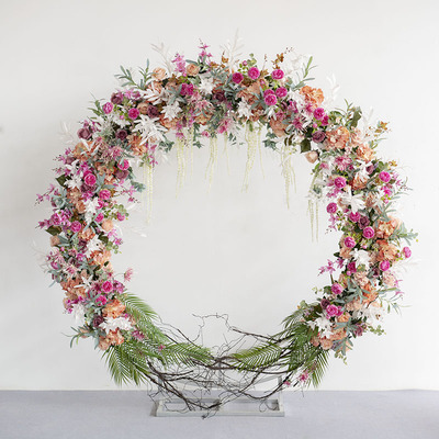 

Round Arch Wedding Flower backdrop Wedding Centerpiece for background Decoration Stage backdrop inclduing flowers+frame