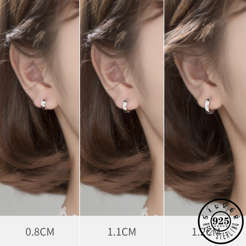 

925 Sterling Silver Mens Kpop Party Round Circle Ear Rings Minimalist Jewelry Small Ear Huggie Hoops Piercing Earrings for Women