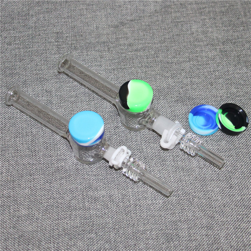 

New Smoking 7.5 Inch Glass Nectar Collector with 10mm 14mm Quartz Tips Keck Clip 5ML Silicone Container Nector Collector Kit hand pipe ash catcher