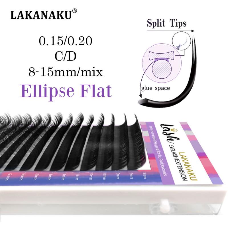 

NEW Arrived 16 Lines Matte Ellipse Flat Lashes Split tips Eyelash Extension shaped natural light artificial eyelashes ellipses