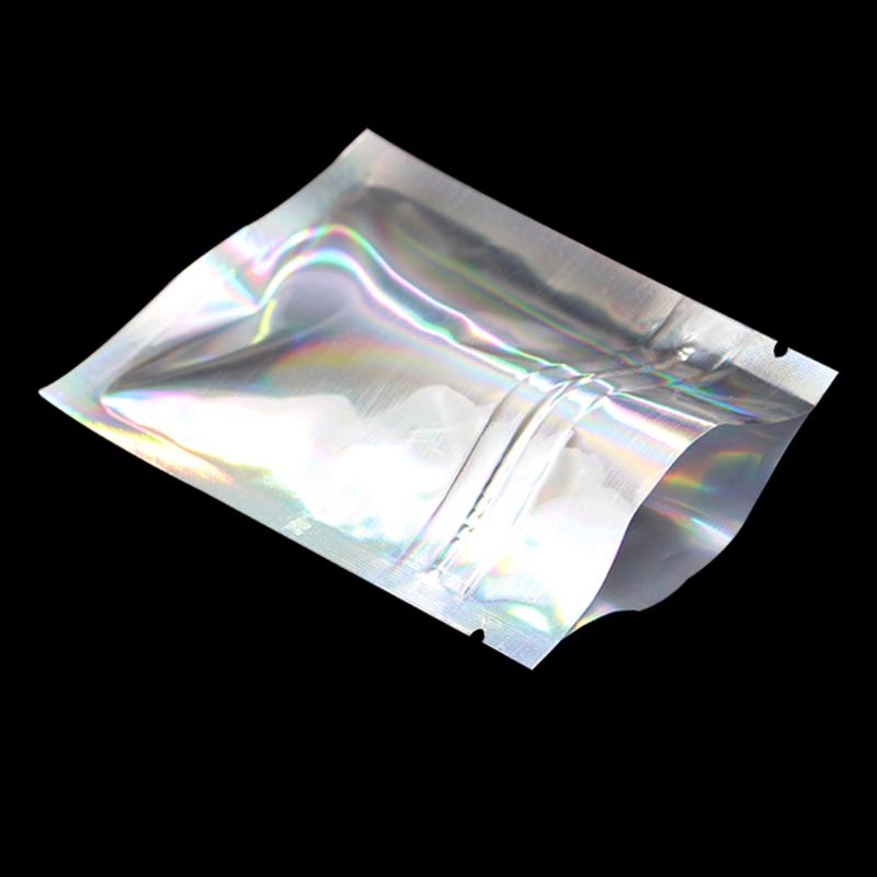 

200Pcs Laser Design Aluminum Foil Packaging Bags Reclosable Mylar Foil Retail Packing Pouch Grocery Package Bags