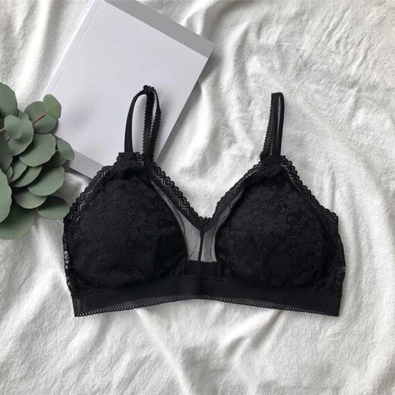 

Female Lace Bralette 3/4 Cup Underwear Brassiere Fashion Sexy Mujer Detachable Top Bra Lingerie Wireless Brasier For Women, Black