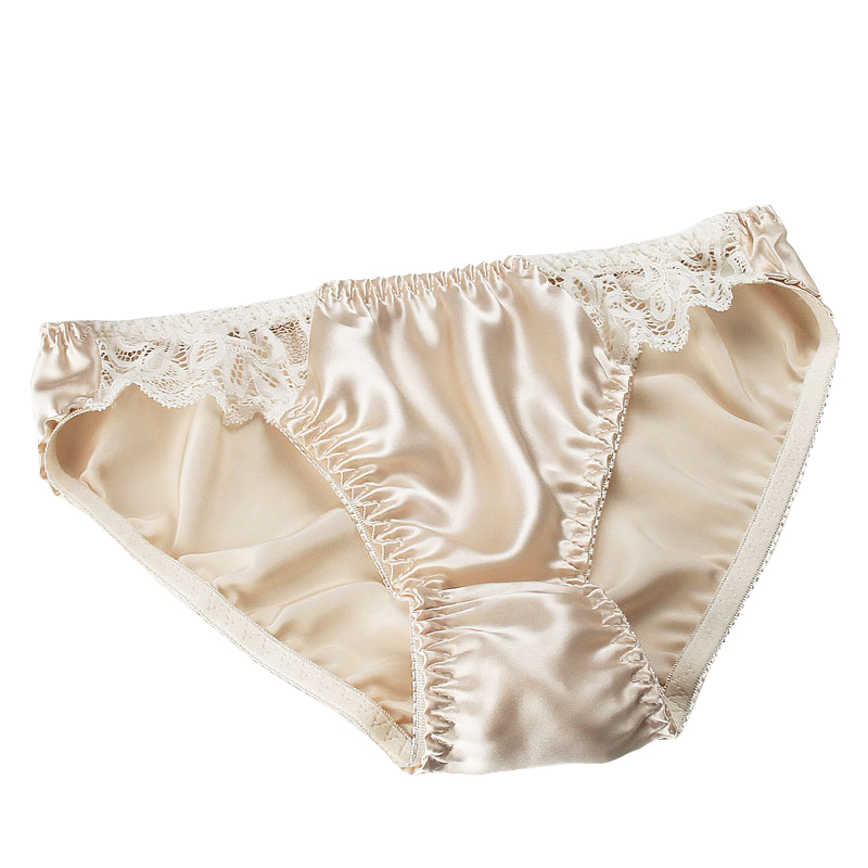 

Women 100% Silk Underpants Panties With Lace Low Waist Untra-thin Underwear Intimates Briefs Ladies Underwear, Color will be send by random