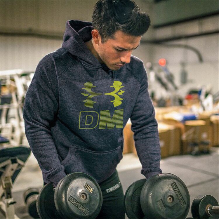 

Men Long Sleeve breathable professional pocket Running Shirt Sport Hooded T-shirt Outdoor Jogging Print Tops Gym Training, Gray