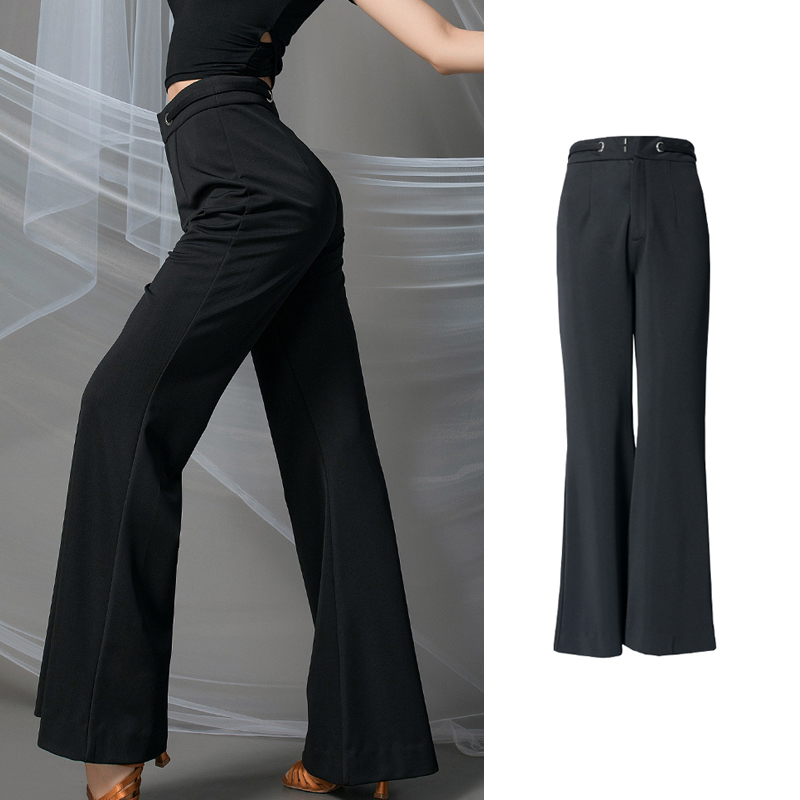

Latin Dance Pants For Women Adult Professional Practice Clothing Modern Ballroom Dance Trousers Rumba Tango Cha Cha Pants VO989, Black pants