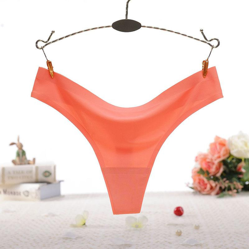 

Candy Color Sexy Seamless Briefs Ice Silk Low Rise Panties Thong G String Sexy Underwear Lingerie Europe Russia cute lady rose red Women, Purple