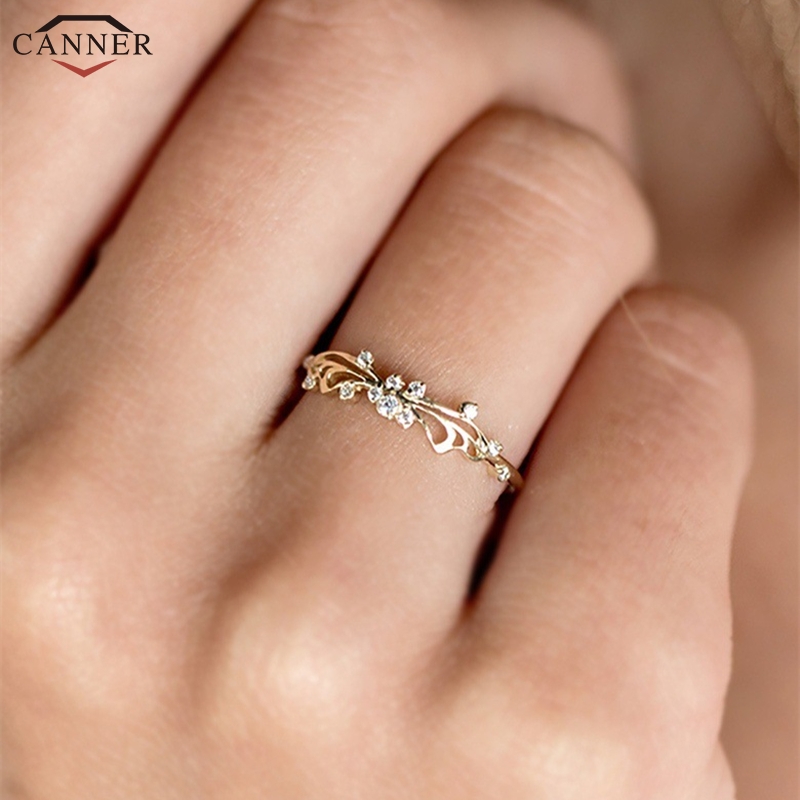 

Januarysnow Delicate Butterfly Rings for Women Girls Micro Cubic Zirconia Wedding Rings Gold Silver Color Thin Finger Ring Engagement H40