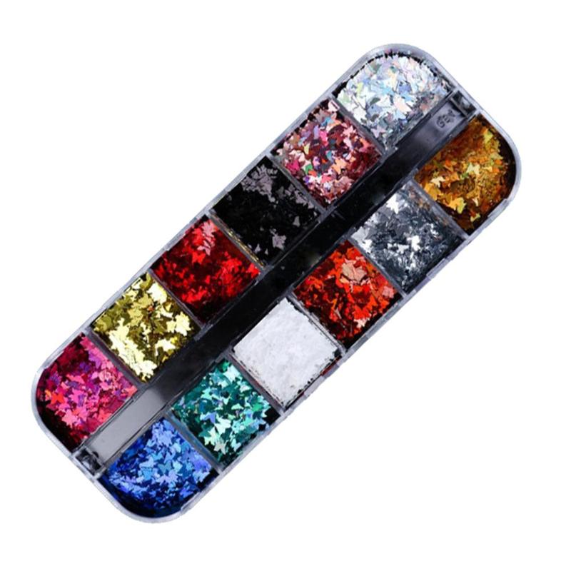 

Nail Art Butterfly Star Heart Circle Sequins DIY Glitter Flakes Manicure Decor Laser colorful glitter Nail