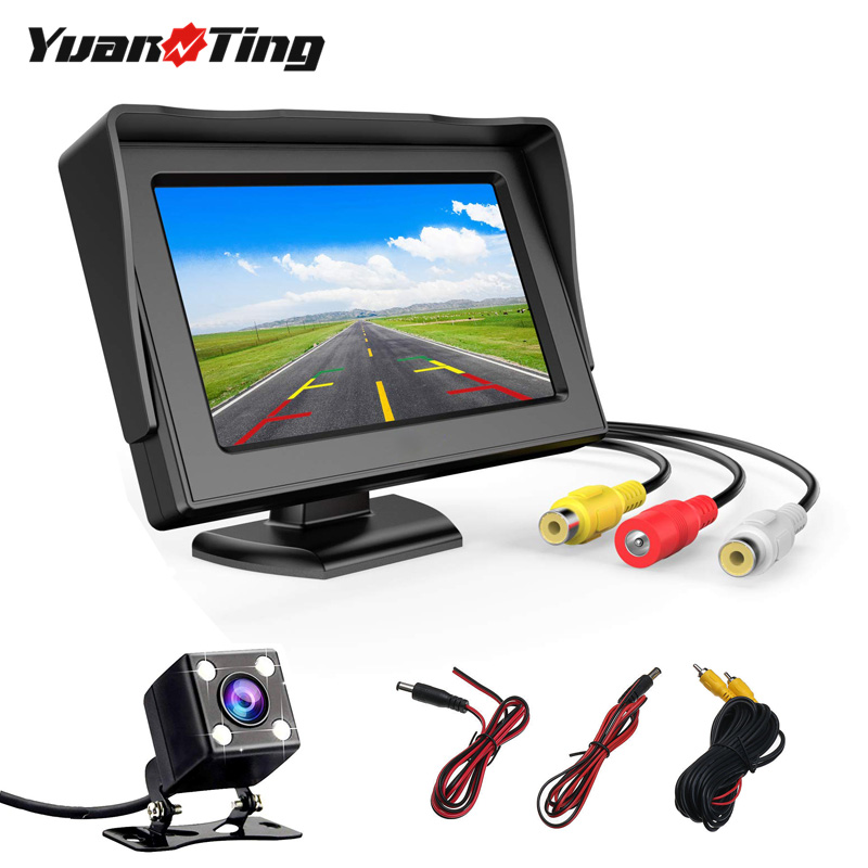 

YuanTing Car Rear View 4.3 Inch TFT LCD Color Display Adjustable Monitor Screen + Vehicle Backup LED Waterproof Parking Camera