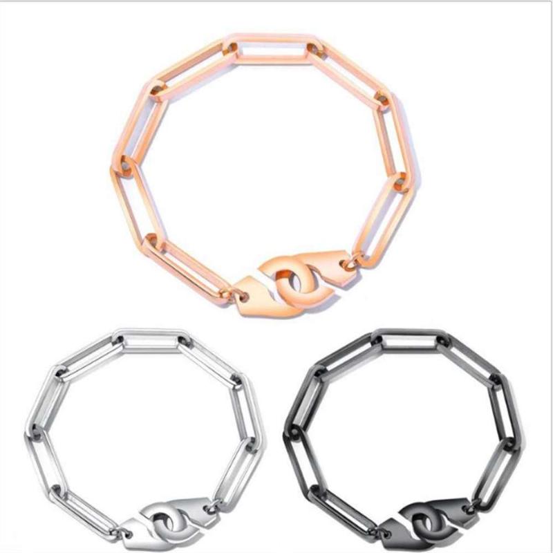 

Women Men Jewelry Titanium Steel Simple Personal Handcuffst Bracelet so362