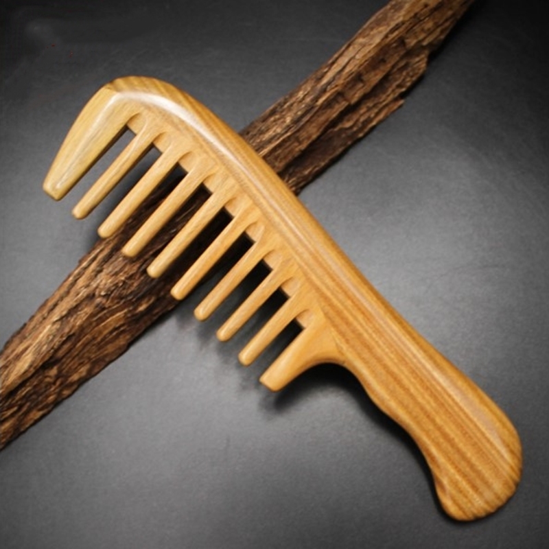 Beard Hair Wide Tooth Large Wood Combs Brushes Hair Dryer Care & Styling Curly Detangling Accessory Tool Anti Dandruff Hairloss Accompany Wax Oil-image-267044903