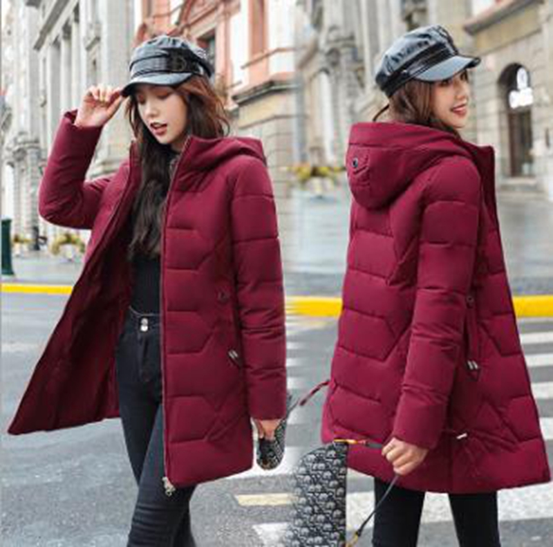 

Wholesale fashion new women's slim mid-length warm hooded down padded jacket, Blue