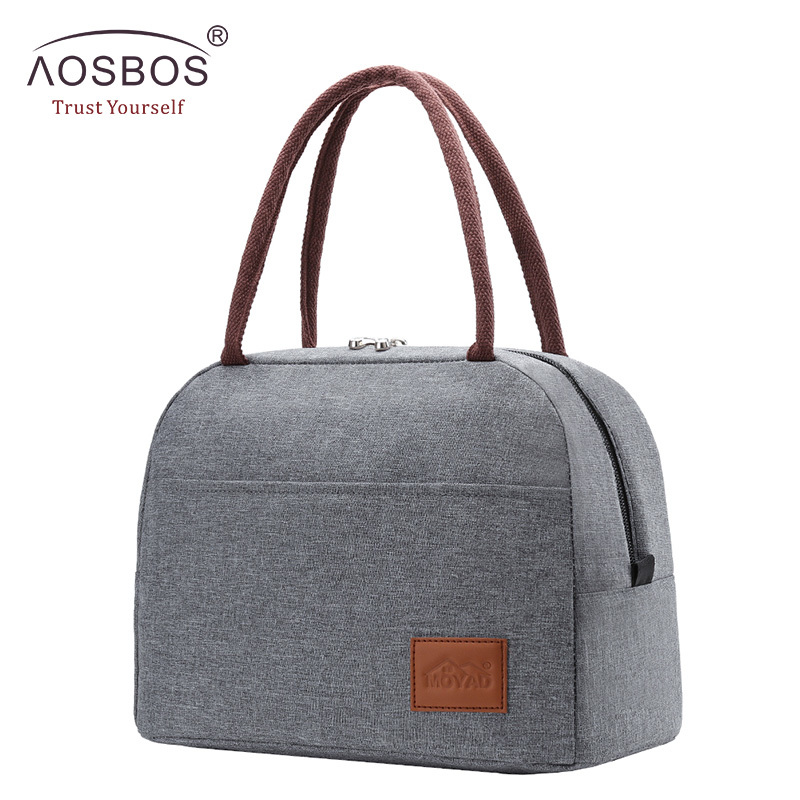 

Aosbos Fashion Portable Cooler Lunch Bag Thermal Insulated Travel Food Tote Bags Food Picnic Lunch Box Bag for Men Women Kids MX200717, Gray