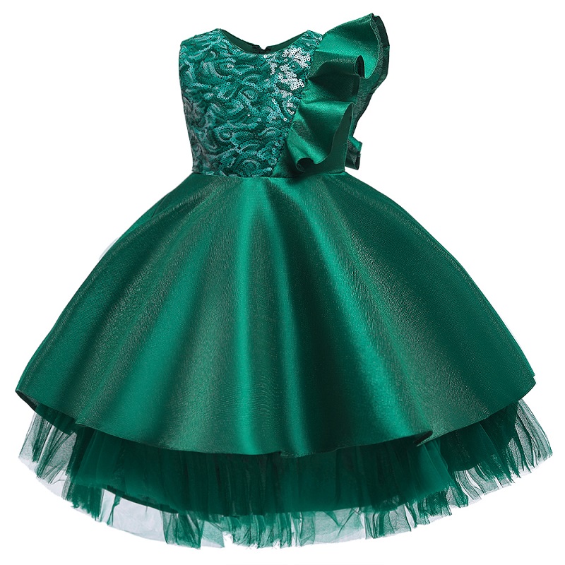 

Flower Girl Princess Wedding Party Segment Banquet Tail Dress Girl Formal First Dinner Party Communication Dress vestido de fies, As picture