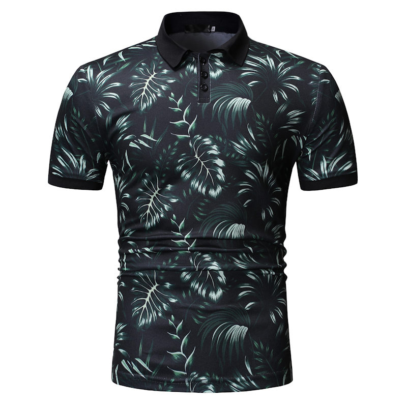 

YASUGUOJI New 2020 Summer High Quality Cotton Short Sleeve Shirt Men Fashion Printed Shirts Mens Floral Shirt, Green t537