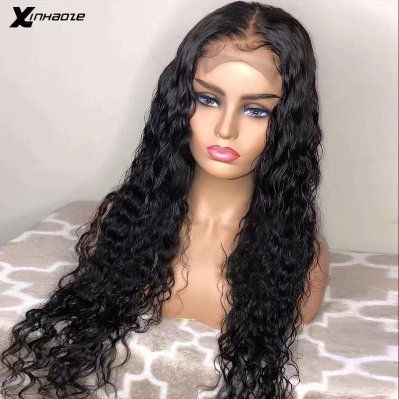 

Deep Part Water Wavy Human Hair Wigs 13*6 Wet and Wavy Lace Front Wigs Brazilian Lace Frontal Wig Pre Plucked Bleached Knots, As pic