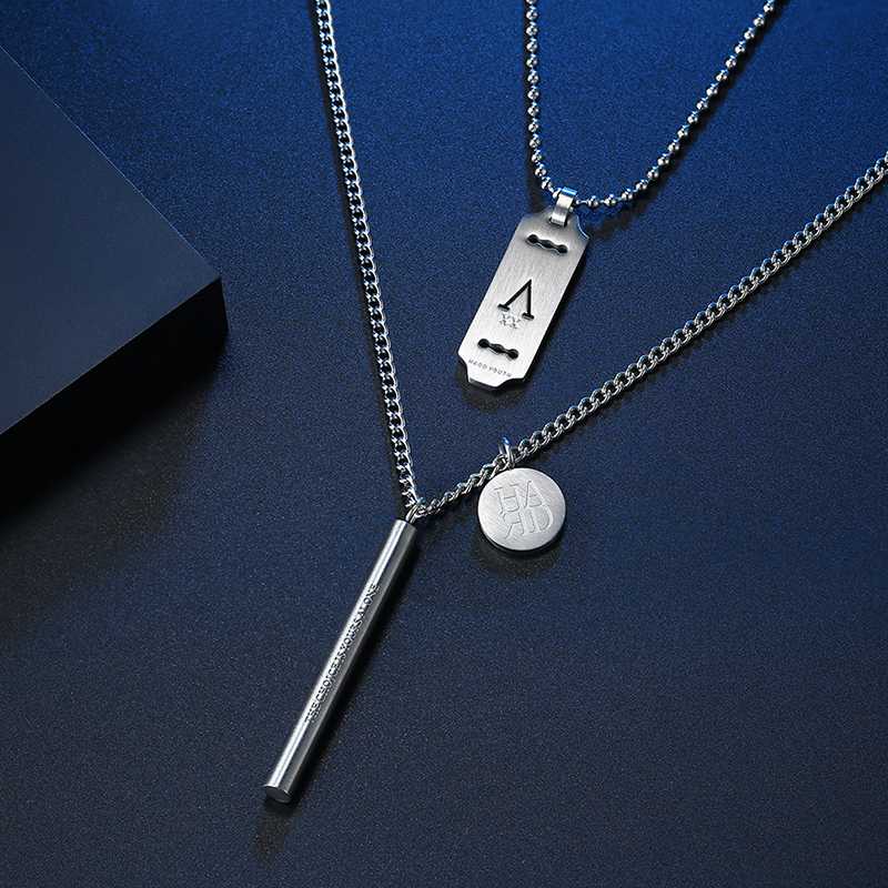 

chain necklace women stainless steel fashion Couple Nameplate necklaces pendants lovers square jewelry for neck male Accessories