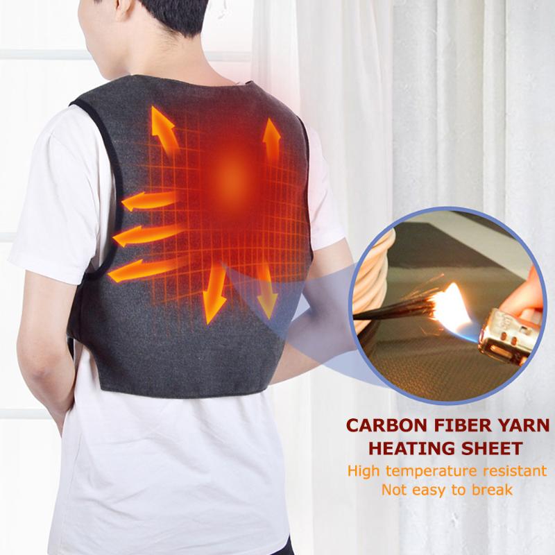 

Winter Unisex USB Far Infrared Heating Vest Electric Heated Warm Waistcoat Fishing Exploration Snowmobile Motorcycling Jacket, Black
