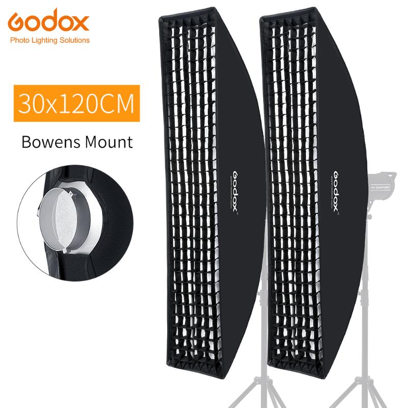 

2PCS Godox 12"x 47" 30 x 120cm Strip Honeycomb Grid Rectangular Softbox for Photo Strobe Studio Flash Softbox Bowens Mount