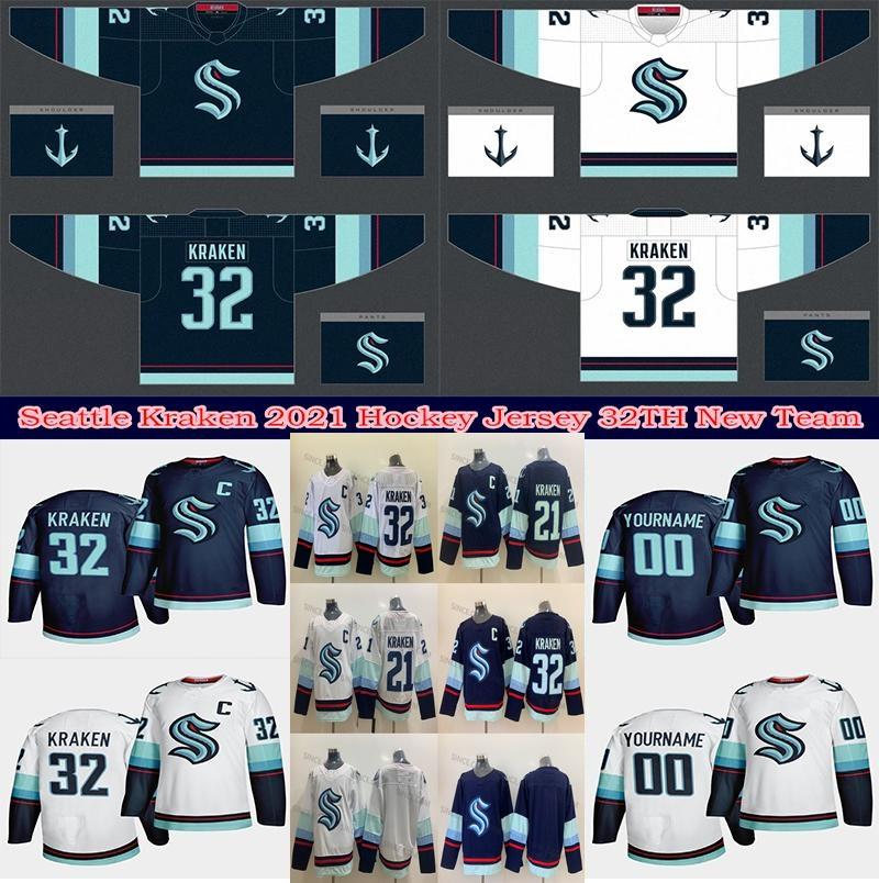 

2021 Seattle Kraken Ice Hockey Jersey 32th New Team Custom Mens Womens Youth Home Road Any Nunber Any Name Full Stitched Hockey Jerseys, White