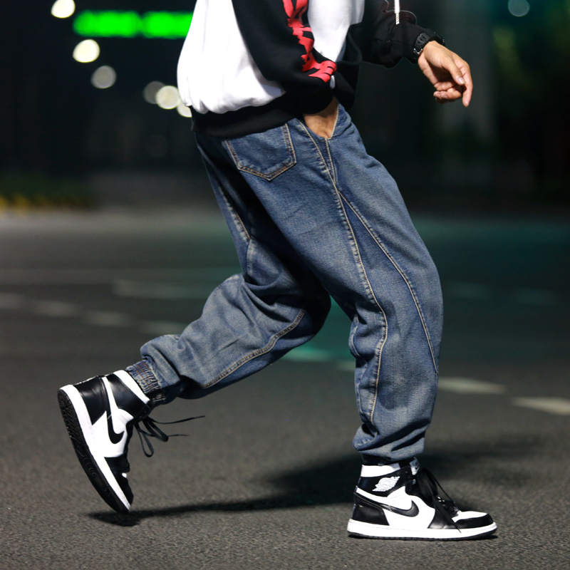 

Winter Plus size Male Punk Style baggy denim pants Men Fashion Streetwear Harem Jeans Hip Hop Swag Skateboard Joggers FSH25, 11