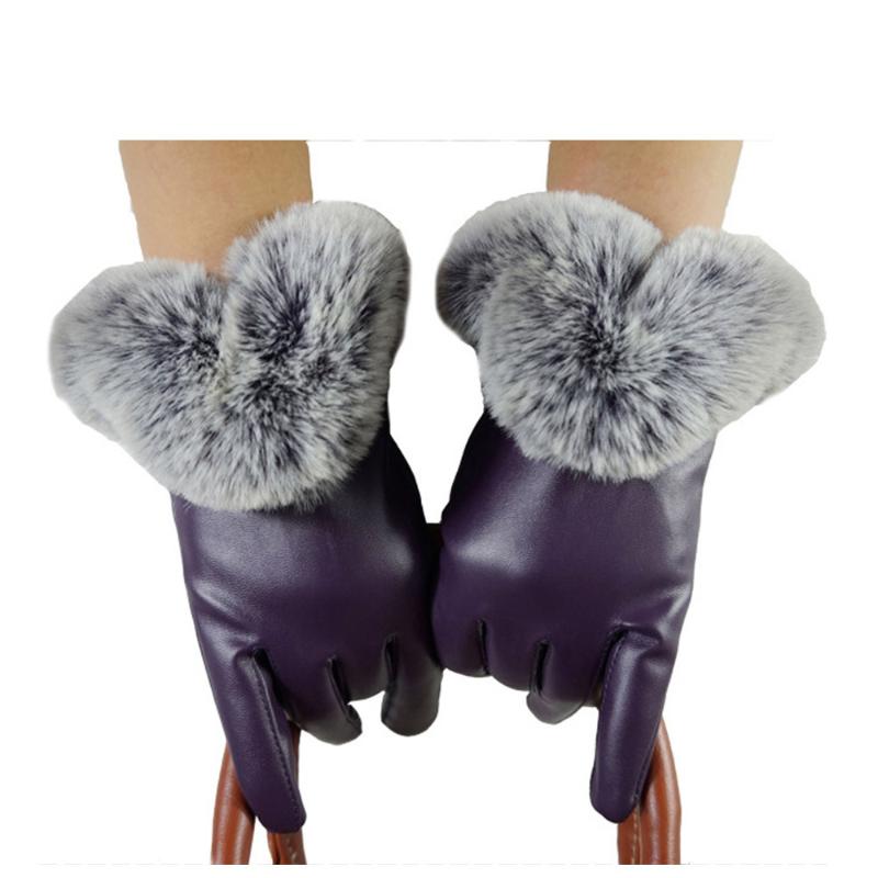 

Women Leather Gloves Autumn Winter Warm Fur Screen gym Gloves Mitten Luvas femininas para o inverno Guantes mujer Eldiven