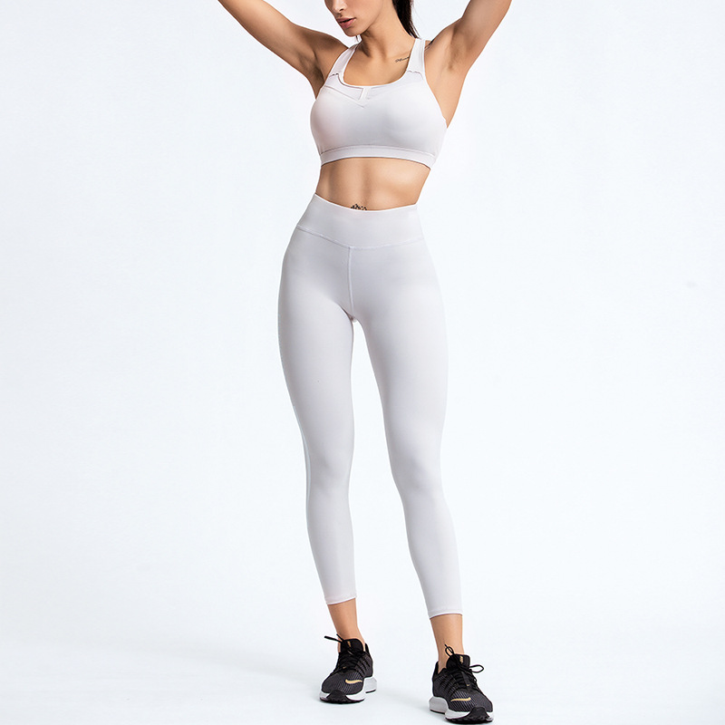 

Colorvalue 2 Piece Set Quick Dry High Stretch Sports Suit Cross Straps Beauty Back Yoga Set Letter Print Workout Sportswear, Pink purple