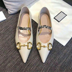 

2020 summer new designer woman dress shoes 100% leather fashion brand Pointed shoes Metal letter luxury lady Flat Casual shoes size 35-41, Black