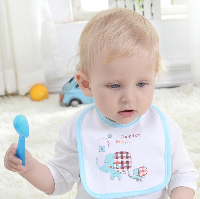 

newborn layer Soft cotton elephant Feeding bibs girls boys baby animal towel Infant feeding burp cloth waterproof, Blue